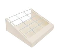 Hemobllo Râtelier d'alimentation Fixation Garde la Cage Propre en Plastique et Acier Beige, Support à Herbe et Évite Le Gaspillage pour Petits Animaux pour Lapin