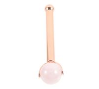Hemobllo Roller Visage Jade Rose Quartz Masseur Facial avec Poignée Métallique Stimule Circulation Réduit Pression Cutanée Outil de Soin Visage pour Massage et