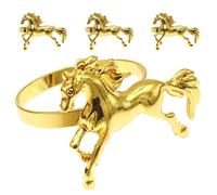 Hemobllo Ronds de Serviette Animaux en Métal 3D Cheval Doré 4 Pièces pour Décoration Table Mariage Dîner Hôtel Western