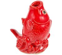 Hemobllo Rouge Statue de Céramique Carpe en Jardin et Bassin Extérieur | Décor Réaliste, Texture Robuste, Compact et Facile à Ranger, Usage Maison ou Jardin Toute L'année