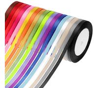 Hemobllo Rubans en Tissu Polyester 18 Couleurs Assorties 0,6 Cm X 22 M, Ruban D’emballage Décoratif, pour Loisirs Créatifs, Bouquets de Fleurs, Mariage et Shower