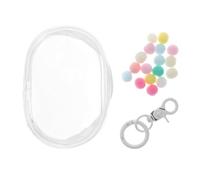 Hemobllo Sac de Rangement Transparent pour Poupées PVC Pochette Portable Ronde avec Double Fermeture Éclair Porte-clés et Pompon Sac Exposition Haute Transparence pour Figurines de
