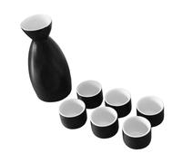 Hemobllo Saké Céramique Japonaise Traditionnelle Bouteille Tokkuri et Tasses Rondes Poterie pour Saké Chaud et Froid Service Authentique pour Fêtes et Restaurants