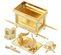 Hemobllo Sculpture Métallique Arche Alliance Israëlienne Dorée Figurine Religieuse Symbolique de Foi et Bénédictions pour Décoration Intérieure Modèle Miniature et Élégant