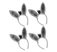 Hemobllo Serrage-tête Oreilles D’âne Peluche Douce, Bandeau Animal Gris, Lot De 4, Accessoires Costume Halloween, Déguisement Fête, Cosplay Unisexe, Confort Léger Et Flexible