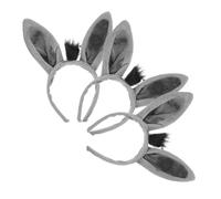 Hemobllo Serrage-tête Peluche Oreilles D'âne Ultra Doux Gris, Bandeau Animal Cosplay 3 Pièces, Accessoire Fête Adulte, Déguisement Costume Carnaval Anniversaire