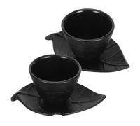 Hemobllo Service à Thé en Fonte 2 Pièces avec Tasse Vintage et Soucoupe Feuille Décorative Ensemble Esthétique pour Pause Thé Traditionnelle Chinoise et Tea Party Élégante