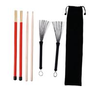 Hemobllo Set Accessoires pour Batterie avec Bois Brosses Balais Métalliques Rétractables Acier avec Poignée Sac de Rangement Conçu pour Percussionnistes et Amateurs