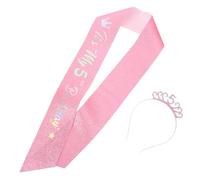 Hemobllo Set Couronne Anniversaire Fille Ans avec Bandeau Rose et Écharpe Pailletée Accessoires Cheveux Confortables pour Fête Garçon Fille Décoration Célébration Photobooth