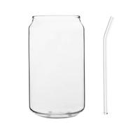 Hemobllo Set de 1 Verre à Boisson en Matériau Synthétique Résistant la Chaleur avec Paille, Forme Canette Unique et Facile à Nettoyer, pour Café et Cocktail