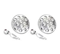 Hemobllo Set de 2 Plats à Escargots en Acier Inoxydable Argenté, Forme Ronde, Finition Soignée sans Arêtes, pour Grills et Fours à Pâtisserie