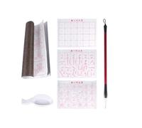 Hemobllo Set de Calligraphie Chinois 6 Tapis en Tissu Quadrillé Réutilisable sans Encre, Pinceau, Conçu pour Exercices de Calligraphie des Quatre Trésors et Débutants Couleur Aléatoire