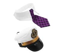 Hemobllo Set de Costume Capitaine Yacht Brodé pour Chiens et Chats Chapeau Ajustable avec Noeud à Carreaux Accessoire Festif pour Déguisement Halloween et Anniversaires