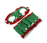Hemobllo Set de Décoration Cheval Noël avec Protège-jambes Doux et Chapeau Elfique Confortable et Respirant pour Parades et Fêtes Festives