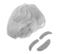 Hemobllo Set de Déguisement Professeur avec Perruque Fausse Barbe et Sourcils pour Costume Homme Âgé Léger et Réaliste Cosplay Halloween et Fêtes à Thème