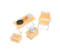 Hemobllo Set de Jeu Camping pour Garçon Fille avec Chaise Pliante Miniature Table de Pique et Réchaud Portable pour Jeu Imitation Intérieur et Extérieur Jaune