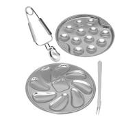 Hemobllo Set de Plats à Escargots et Fruits de Mer Acier Inoxydable avec Fentes Antidérapantes Pinces et Fourchette Plateau pour Cuisson et Service Salle à Manger pour Crustacés et