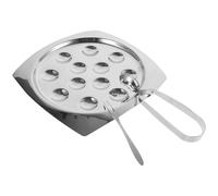Hemobllo Set de Plats à Escargots Inox avec Pince Plateau Cuisson Résistant Chaleur pour Fruits de Mer pour Repas Famille et