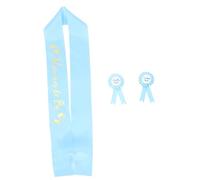 Hemobllo Set Écharpe Grossesse Maternité avec Badge Papa à et Badge Maman pour Shower Accessoires Photo de Fête Écharpe Bleue