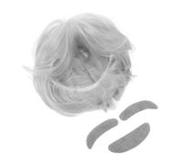 Hemobllo Set Perruque Blanche de Vieux Professeur avec Barbe et Sourcils pour Cosplay Déguisement Halloween Costume Fête Léger et Réaliste