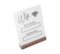 Hemobllo Signe Wifi Acrylique avec Base Bois Panneau Table Écriture Réutilisable pour Mot de Passe Réseau pour Hôtel Bureau et Usage Commercial
