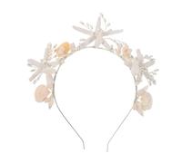 Hemobllo Silver Pearl Band coiffes de mariage bande de cheveux mariée casque Couronne bandeau de mariée Bands de cheveux de sirène filles bandeau coquillage Métal plastique blanche