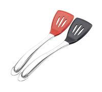 Hemobllo Spatule Silicone Cuisine Ustensile Antiadhésif Résistante Chaleur Manche Inox Noir Design Anneau Rond pour Cuisine Maison