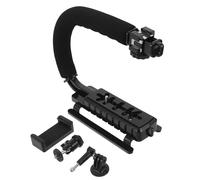 Hemobllo Stabilisateur Portable pour Appareil Photo et Smartphone avec Poignée en U Pince Ajustable Adaptateur et Vis Support Vidéo Anti-Tremblements pour Enregistrement en Voyage et