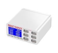 Hemobllo Station de Recharge USB 6 Ports 40w Écran LCD, Adaptateur Secteur Blanc en Abs et Pc, Protection Surtension, Charge Simultanée Jusqu'à 10 Appareils