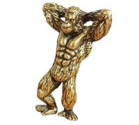 Hemobllo Statue De Gorille Laiton Figurine Vintage Décoration Bureau Intérieur Statuette Animalière Artisanale