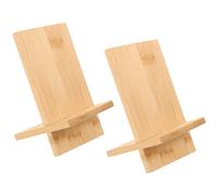 Hemobllo Support de Téléphone et Tablette en Bois Naturel, Lot de 2 Trou de Charge, Adapté Bureau à Domicile, Maintien Ferme et Protection Rayures