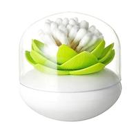 Hemobllo Support pour Coton-Tiges Lotus Vert Couvercle Anti-Poussière Organiseur Portable pour Salle de Bain Rangement Décoratif pour Cure-Dents et Accessoires Cosmétiques