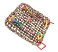 Hemobllo Suspendre pour Perruches et Résistant Morsure Tapis Herbe de Mer Tissée à Mâcher Sécurisé pour Perroquets et Oiseaux Accessoire de Cage Pratique avec Crochets Intégrés