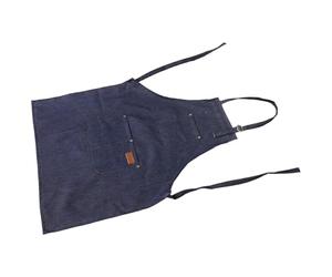 Hemobllo Tablier de Protection Bleu Denim Bavette Ajustable et Poches, pour Coiffure et Mise des Cheveux