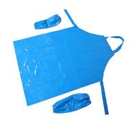 Hemobllo Tablier Imperméable et Résistant en TPU 05 mm Bleu avec Manches Étanches 110X80 CM Ensemble Protection Anti-Huile et Anti-Eau Cuisine Ménage Bricolage et Jardinage