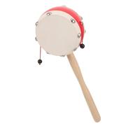 Hemobllo Tambour à Main En Bois Peau De Mouton Naturelle Jouet Musical Sensoriel Pour Bébé -né Stimulation Tactile Portable