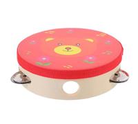 Hemobllo Tambourin Bois pour Garçon Fille Instrument de Musique Cartoon avec Ours Rouge Tambourin à Main pour Danse et Éveil Musical