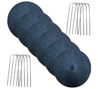 Hemobllo Tapis Anti-Mauvaises Herbes en Tissu Non Tissé pour Jardin Et Arbres - 6 Pièces 52 Cm De Diamètre 20 Piquets en u Noirs - Couverture De Plantation Résistante Et Perméable à l'eau