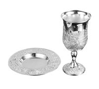Hemobllo Tasse De Kiddush Verre Kiddouch Plaquée Argent Avec Soucoupe Pour Pâque Et Shabbos Dinner Table Coupe À Vin Juive Judaica 1 Set