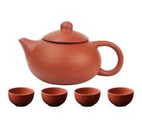 Hemobllo Théière en Argile Violette Zisha 4 Tasses 1 Pot Pure Rouge Service à Thé Traditionnel Fait Main Filtre Intégré Petite Bouilloire à Thé pour Maison Bureau et Pique-Niques