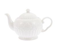 Hemobllo Théière en Céramique Blanche de 900cc Motif Baroque Délicat, Accessoire Thé Élégant pour Boire le Thé Entre Amis la Maison