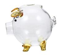 Hemobllo Tirelire Cochon Verre Transparent Borosilicate Jarre de Bureau Cute pour Économies Mini Tirelire Piggy Bank pour Garçons et Filles