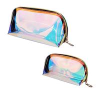 Hemobllo Trousse De Maquillage Holographique 2 Pcs Petite Et Grosse Trousse De Toilette Étanche Organiseur De Cosmétiques pour Voyages Pochette De Rangement Transparente en TPU