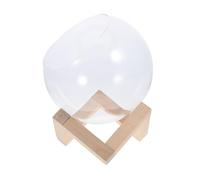Hemobllo Vase Verre Rond avec Support Bois pour Propagation de Plantes Intérieur Ouverture Inclinée Facile Décor Terrarium pour Plantes et Micro-paysages Pot Décoratif pour Chambre et