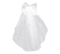 Hemobllo Voile à Nœud pour Chien, Accessoires de Mariée en Polyester Blanc, Perles, Fixation par Peigne, pour Petits Animaux, Événements Spéciaux et Séances Photo