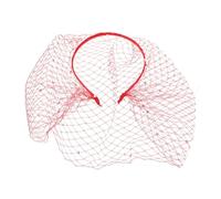 Hemobllo Voile de Cheveux Bandeau en Maille Rouge Orné de Cristaux, Coiffe Vintage Style Années Folles pour Cérémonie, Mariage et Enterrement de Vie de Jeune Fille, Accessoire de Tête