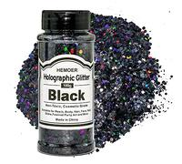 HEMOER Holographique Grosses Paillettes, Noir 100g Sequins Glitter, Paillettes pour Visage, Corps, Cheveux, Résine Epoxy, Paillette Visage Festival-Le Total 3.52oz