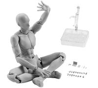 Hemore Corps d'action Figures, 5,9 Pouces en PVC Gestes Mobiles Modèle du Corps Humain avec Support et Accessoires, Dessin de Mannequin pour l'esquisse, la Peinture, Le Dessin (Masculin)