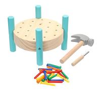 HEMOTON 1 Ensemble De Simulation De Jeu De Frappe Jouet Éducatif Établi pour Tout-Petits Jeu Amusant pour Enfants Table De Frappe À Clouer Jouet Marteau Établi en Bois pour Enfants