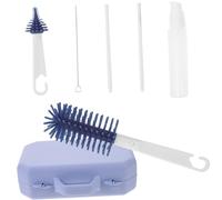 HEMOTON 1 Ensemble Ensemble de brosses de nettoyage de bouteilles biberon poignées séchoir brosse de nettoyage bottines bouteille vide transportable brosse à tétons Gel de silice Sky-blue